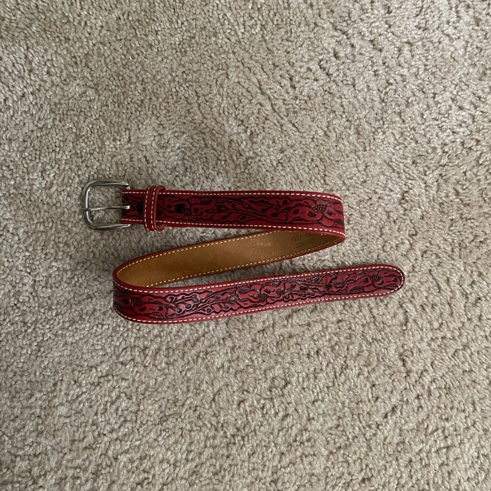 Red Patterned DunDee Women's Belt